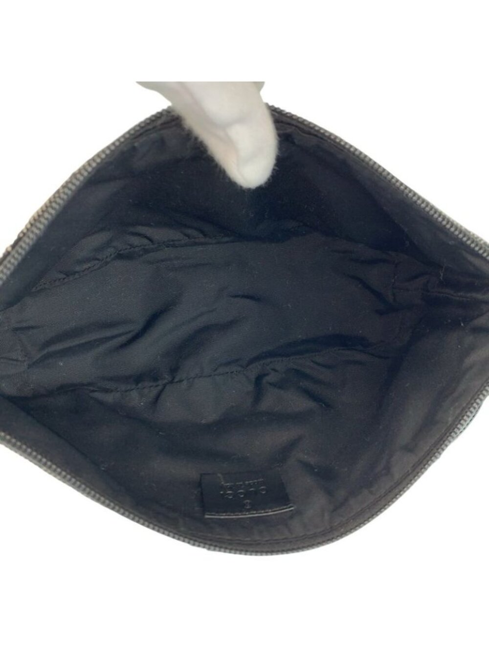 Gucci Black Gold GG Canvas Leather Handbag Pouch - Picture 8 of 9